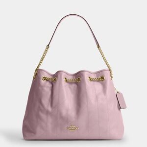 🎀COACH~Evelyn Shoulder Bag With Quilting in smooth leather gold/carnation